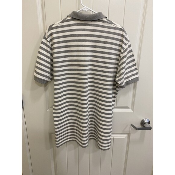 Polo Ralph Lauren Mens Polo Shirt Large Gray Striped Short Sleeve Golf Gray Pony - Picture 4 of 9
